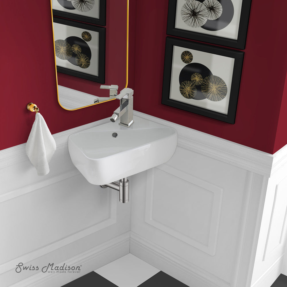 Plaisir 18 x 11 Ceramic Wall Hung Sink with Right Side Faucet