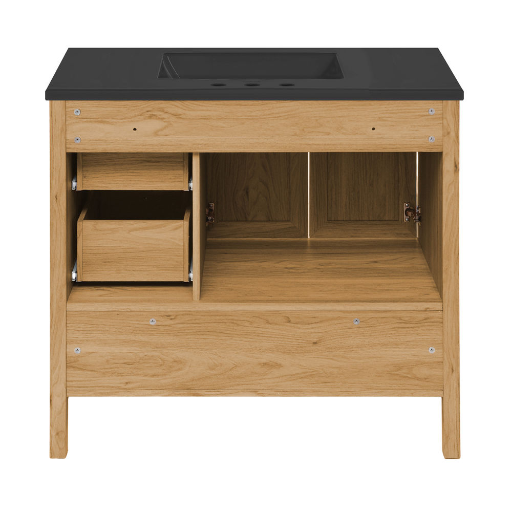 Chateau 36" Freestanding Bathroom Vanity in Golden Oak with Black 3-Hole Widespread Sink Top