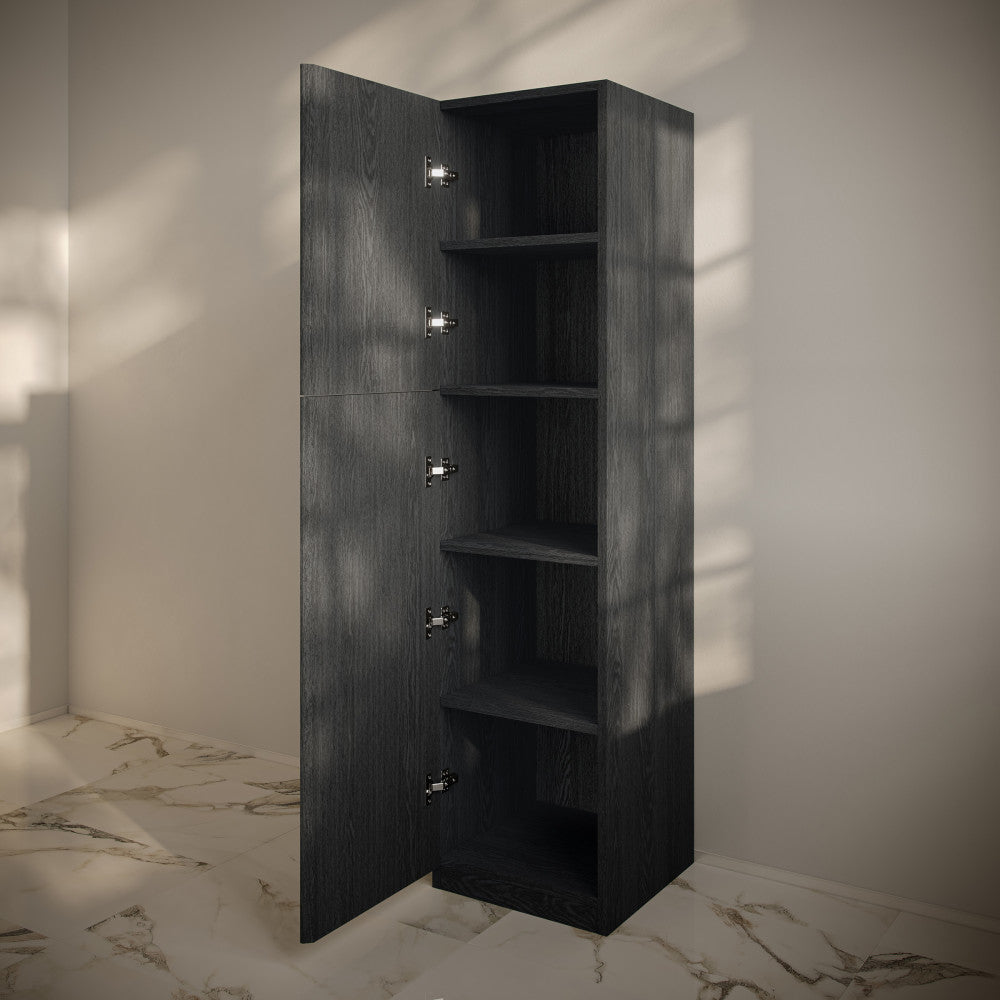 St. Tropez 15 x 15 x 60 Freestanding Linen Cabinet in Black Oak
