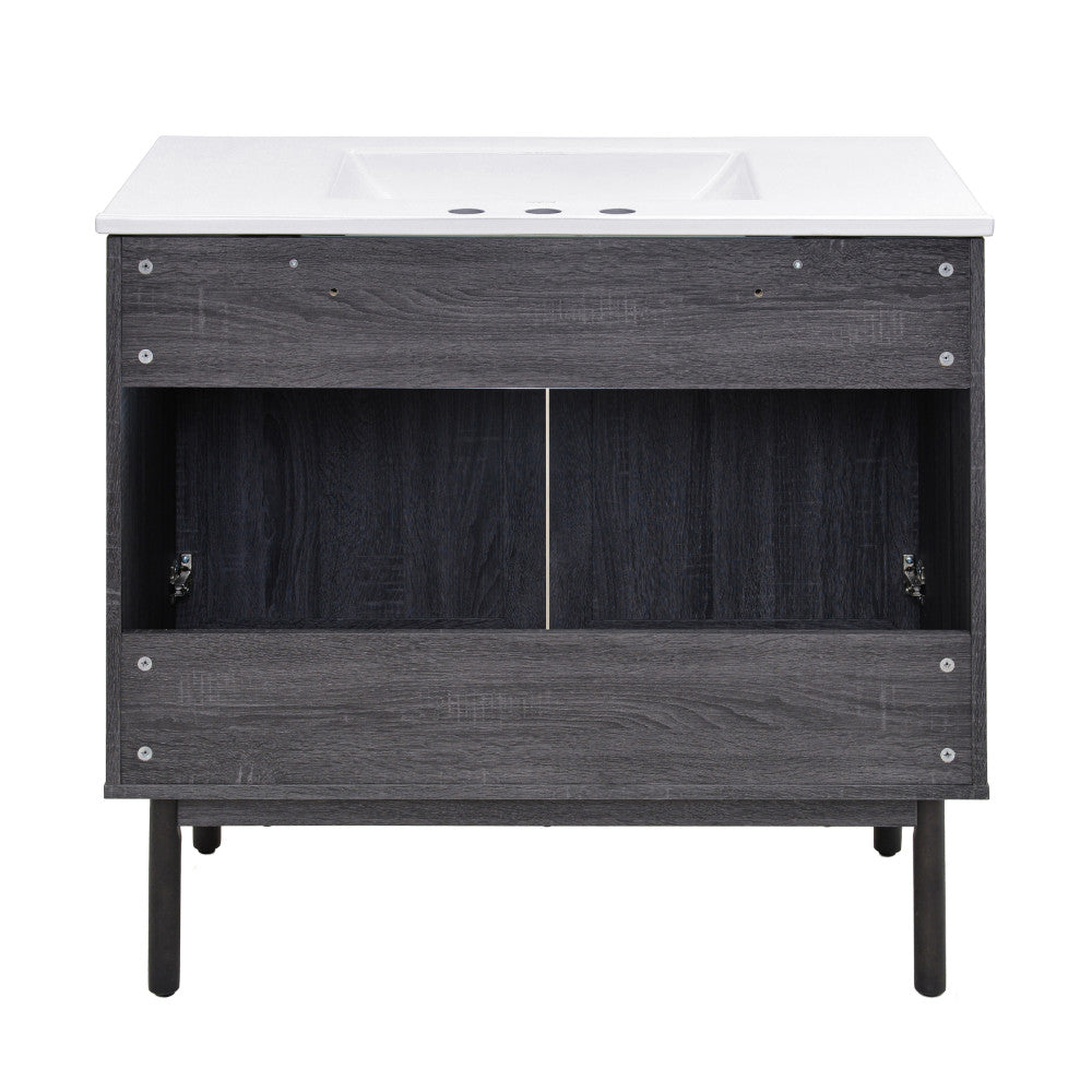 Classe 36" Freestanding Bathroom Vanity in Black Oak with 3-Hole Widespread Sink Top
