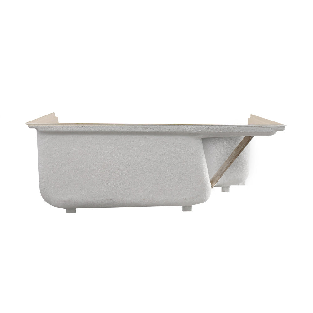 Aquatique 60" x 32" Single Threshold Shower Base With Right Hand Drain and Integral Left Hand Seat in Biscuit