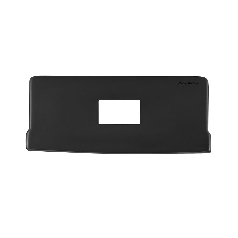 Dual flush toilet tank lid in matte black, rectangular shape with center cutout.