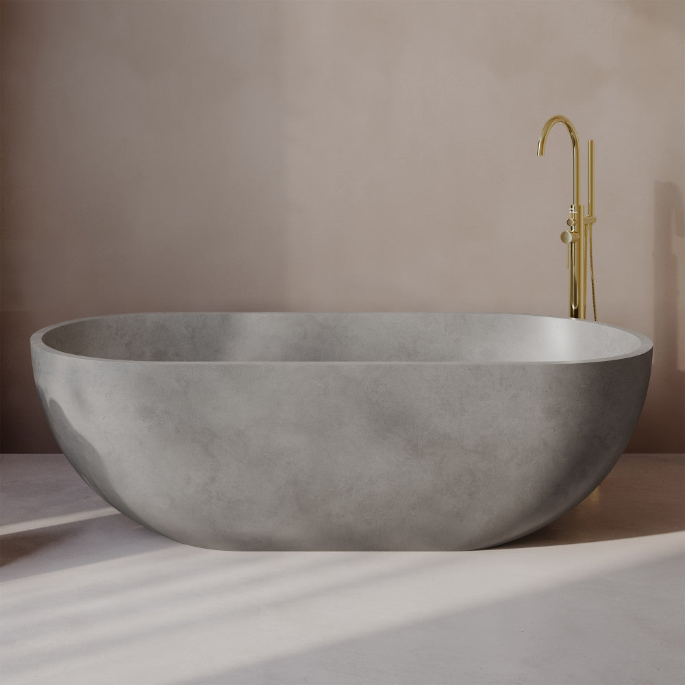 Claire 60" Freestanding Concrete Bathtub in Gray, Drain Included