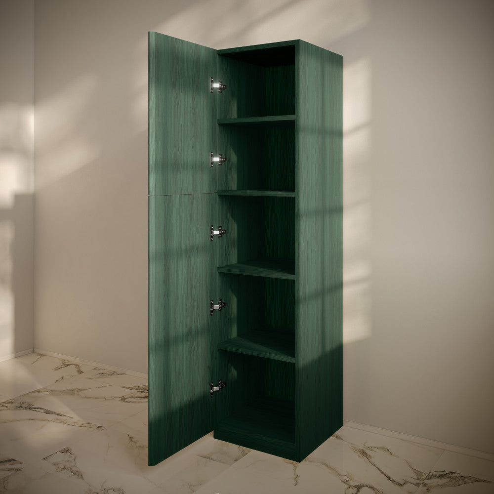 St. Tropez 15 x 15 x 60 Freestanding Linen Cabinet in Green Oak