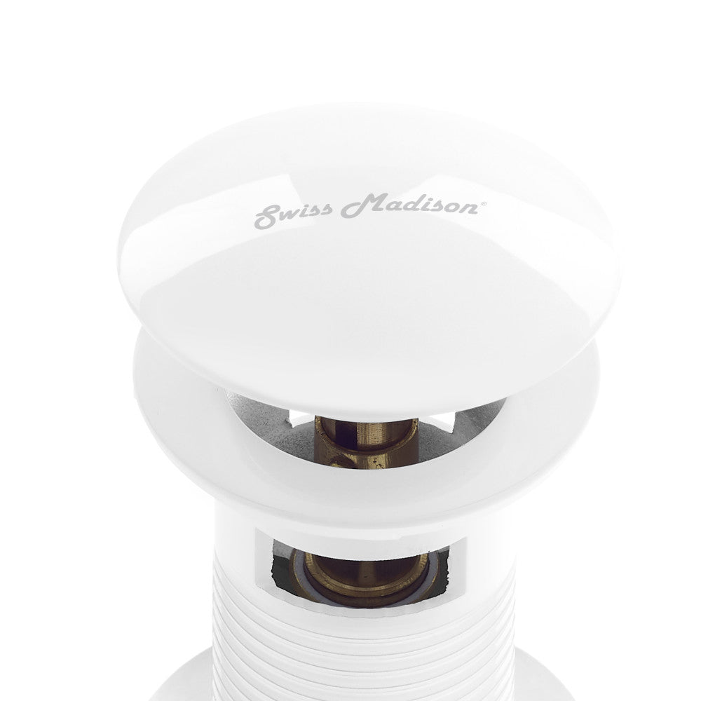 Residential Pop Up Sink Drain 1.75 in Glossy White
