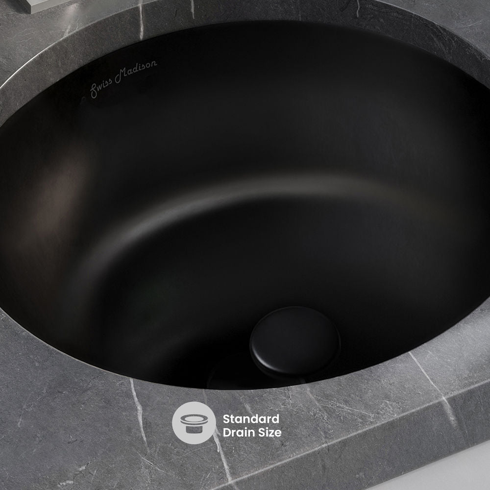Monaco 16" Ceramic Undermount Bathroom Sink in Matte Black