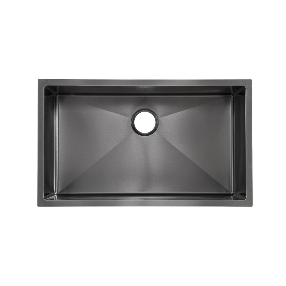 32x19-inch black stainless steel undermount kitchen sink, single basin, Rivage collection.