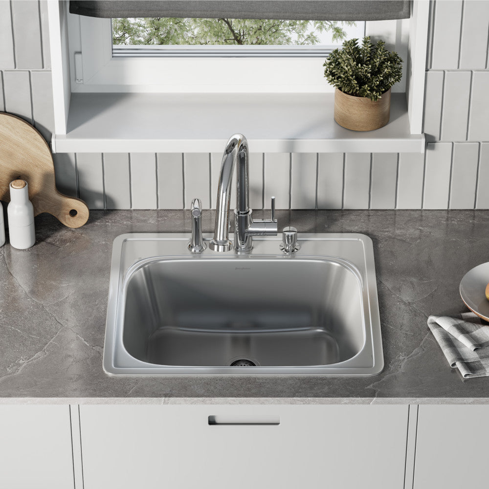 Ouvert 25 x 22 Stainless Steel, Single Basin, Top Mount Kitchen Sink, image size:1000x1000