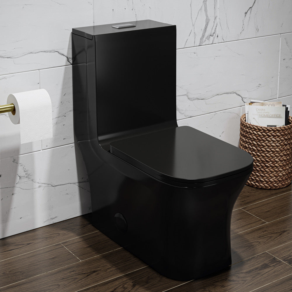 【未開栓】OTARD/オタール/フランソワ1世/リモージュ Concorde One Piece Square Toilet Dual Flush in Glossy Black 1.1