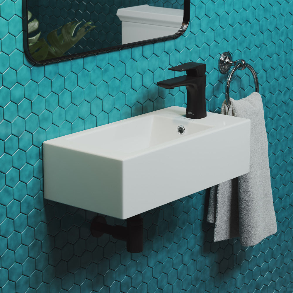 Voltaire 19.5 x 10 Rectangular Ceramic Wall Hung Sink with Right