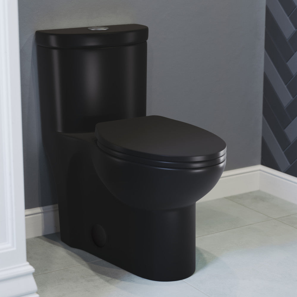 Sublime One-Piece Elongated Toilet Dual-Flush in Matte Black 1.1