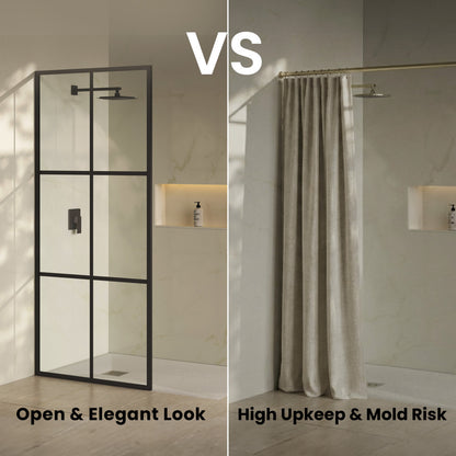 Virage 34 x 76 Framed Fixed 3/8 in. (10mm) Clear Tempered Glass Shower Door with Black Matte Frame