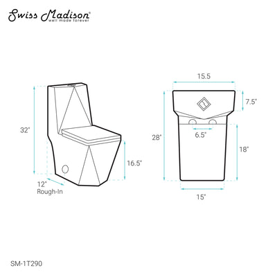 Brusque One-Piece Square Toilet Dual-Flush 1.1/1.6 gpf