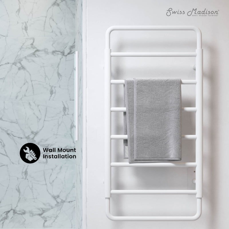 Ivy 8-Bar Electric Towel Warmer in Matte White