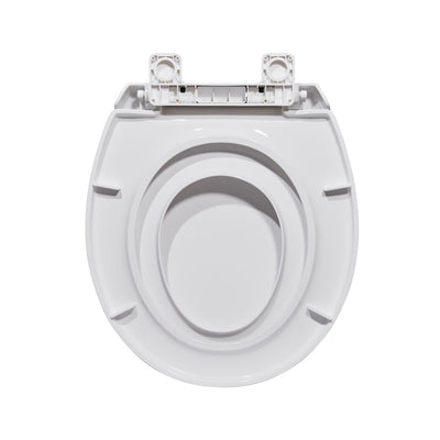Round Toilet Seat with Toddler Seat Built In, Family Toilet Seat in Glossy White