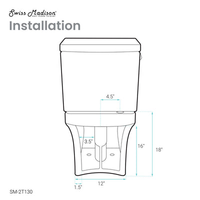 Classe Two-Piece Elongated Left Side Flush Handle Toilet 1.28 gpf