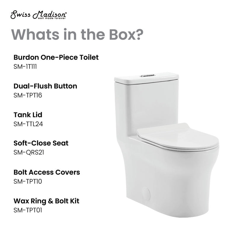 Burdon One-Piece Elongated Toilet Vortex Dual-Flush 1.1/1.6 gpf