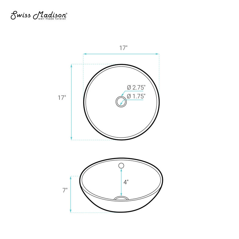 Sublime 17” Round Vessel Sink in Matte White