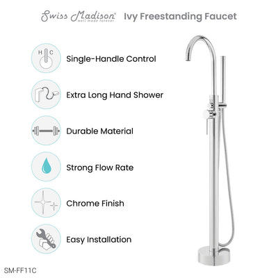 Ivy Freestanding Bathtub Faucet in Chrome
