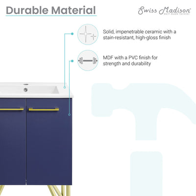 Annecy 24" Freestanding Bathroom Vanity in Navy Blue with Sink Top