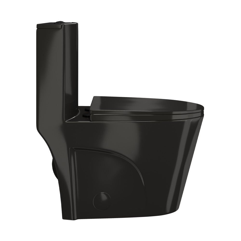 St. Tropez One-Piece 10" Rough-in 1.1/1.6 GPF Dual Top Flush Elongated Toilet in Glossy Black