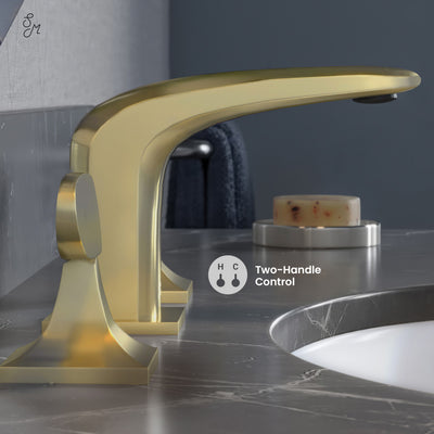 Chateau 8 in. Widespread, 2-Handle, Bathroom Faucet in Brushed Gold