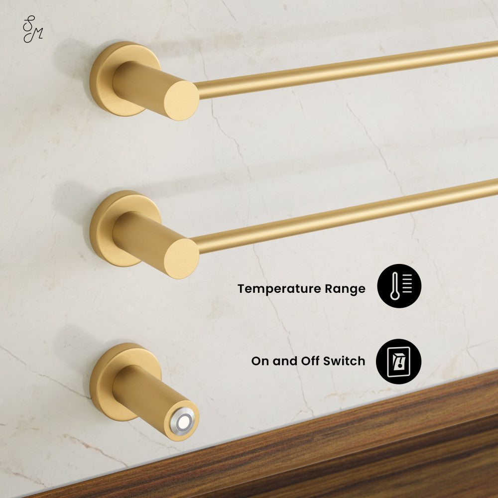 Claire 3-Bar Electric Towel Warmer in Brushed Gold