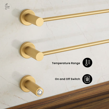 Claire 3-Bar Electric Towel Warmer in Brushed Gold