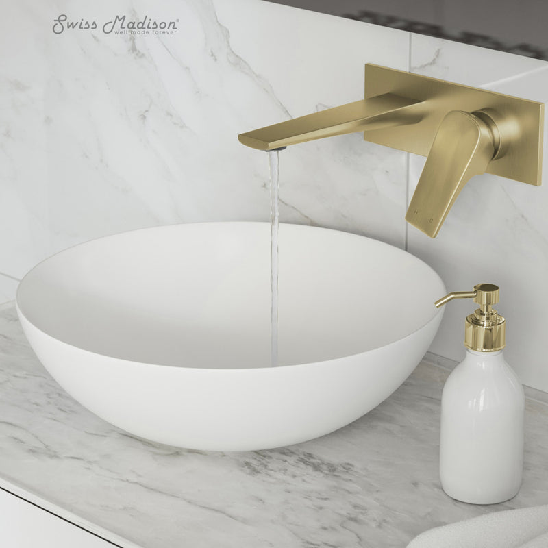 Monaco Single-Handle, Wall-Mount, Bathroom Faucet in Brushed Gold