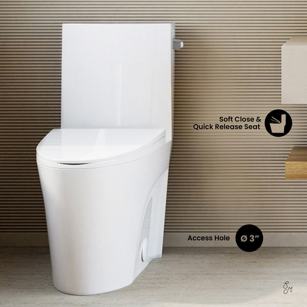 St. Tropez One-Piece 14" Rough-in 1.28 GPF Right-Hand Vortex Flush Elongated Toilet in Glossy White