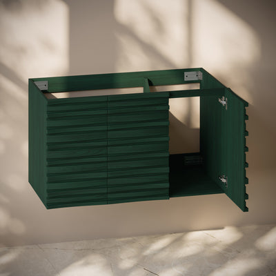 Cascade 36" Wall-Mounted Bathroom Vanity Cabinet without Top in Green Oak