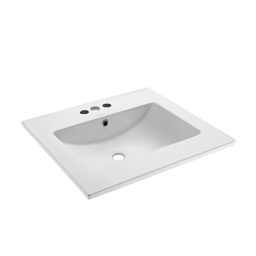 24" 3-Hole Centerset Vanity Sink Top in Glossy White