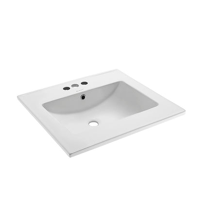 24" 3-Hole Centerset Vanity Sink Top in Glossy White