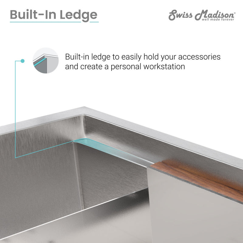 Ravi Single Basin 30 x 22 Topmount Kitchen Workstation Sink