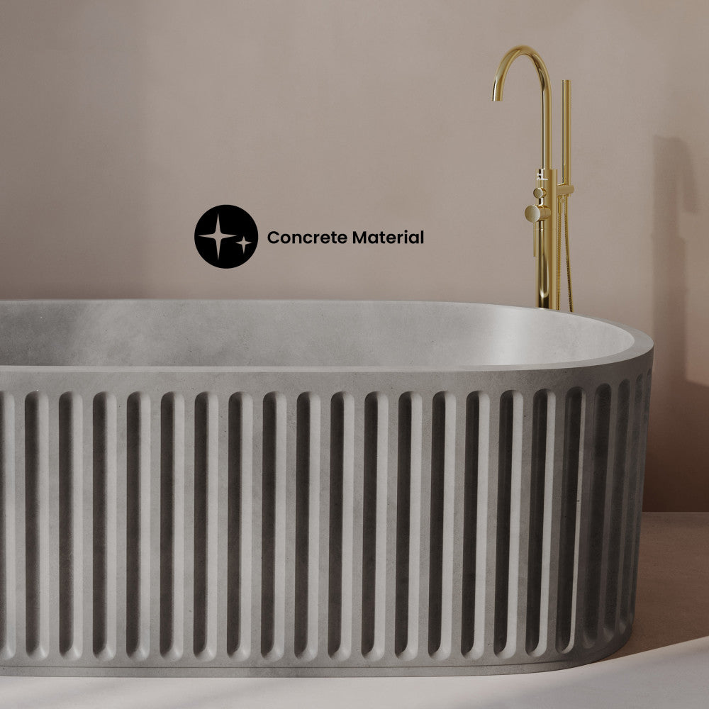 Delice 67" Freestanding Concrete Bathtub in Gray, Drain Included