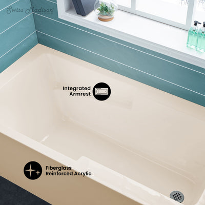 Voltaire 60" x 30" Right-Hand Drain Alcove Bathtub with Apron in Bisque