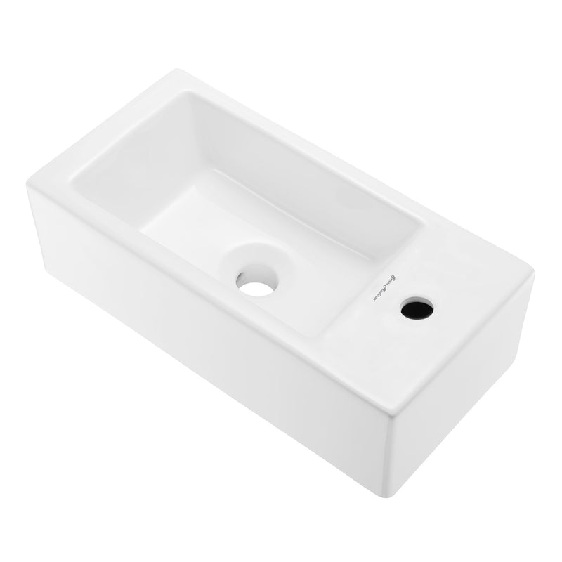 Voltaire 19.5 x 10 Rectangular Ceramic Wall Hung Sink with Right Side Faucet Mount