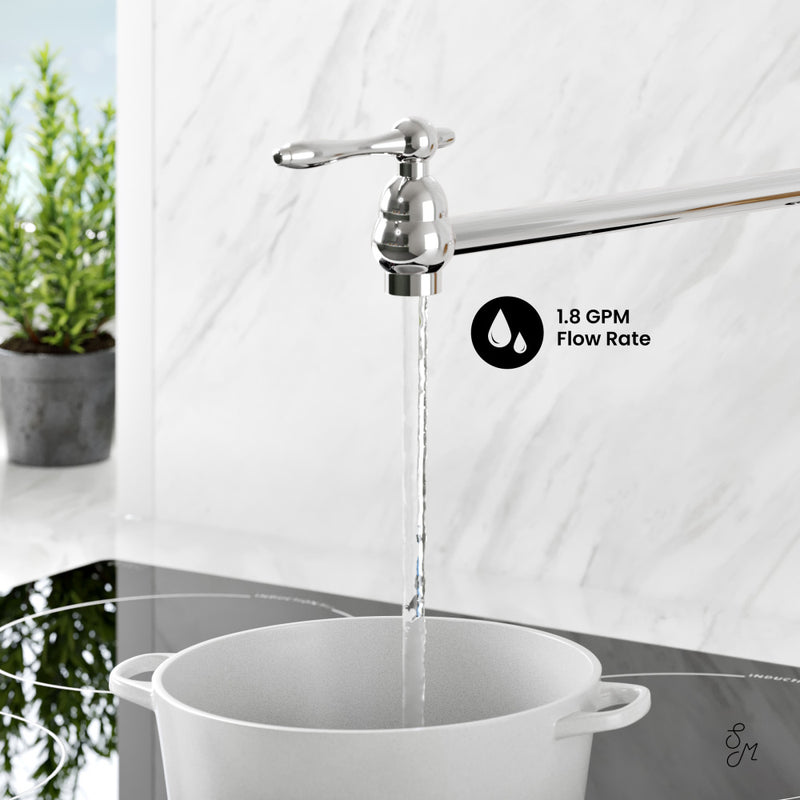 Plaisir Retractable Wall Mount Pot Filler Faucet in Polished Chrome