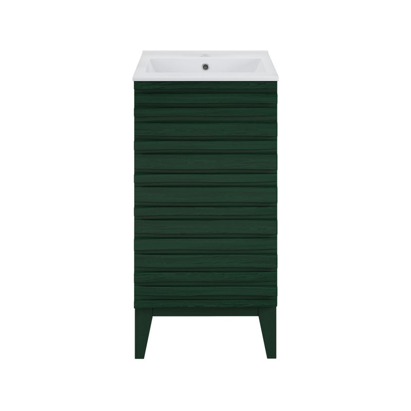 Cascade 18" Freestanding Bathroom Vanity in Green Oak with Sink Top