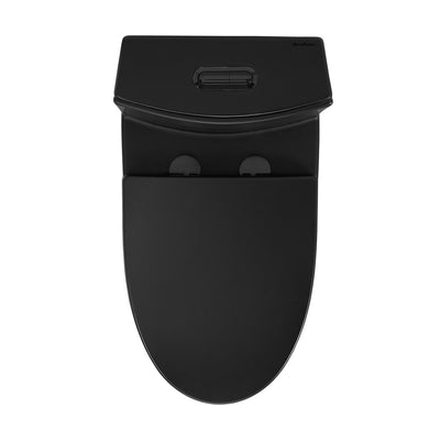 St. Tropez One Piece Elongated Toilet Dual Vortex™ Flush in Matte Black, Black Hardware 1.1/1.6 gpf