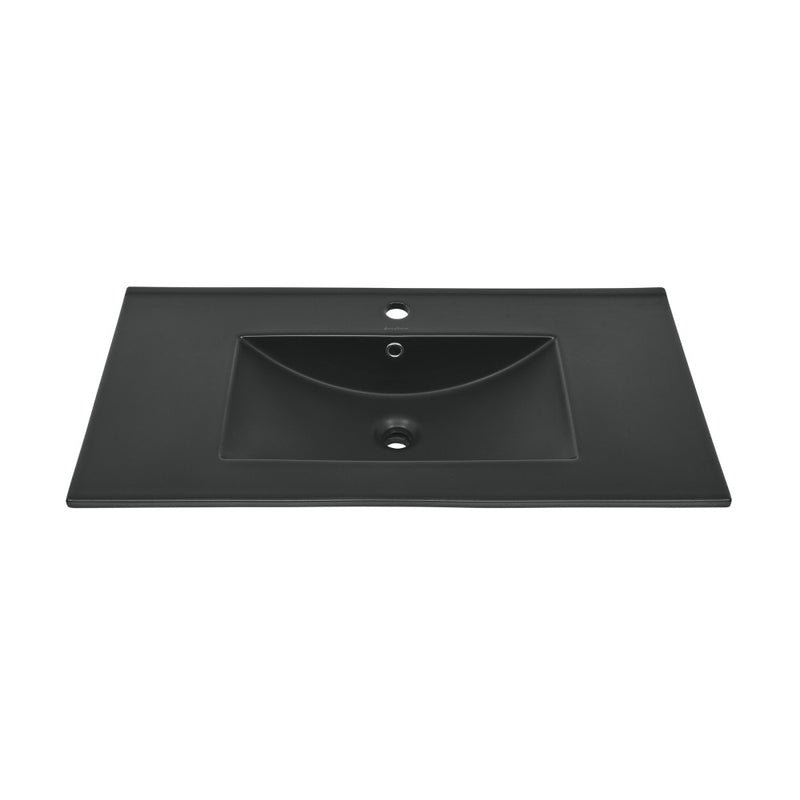 36" Ceramic Vanity Top with Single Faucet Hole in Matte Black