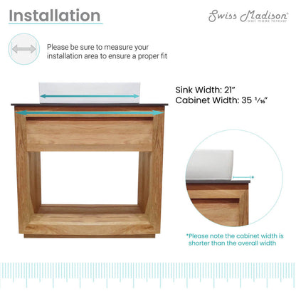 Rennes 36" Freestanding Bathroom Vanity in Natural Teak with Sink Top