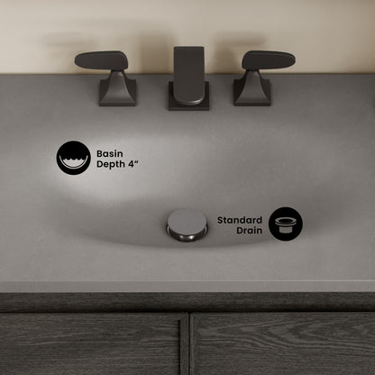 36" 3-Hole Widespread Concrete Vanity Sink Top in Matte Dark Gray
