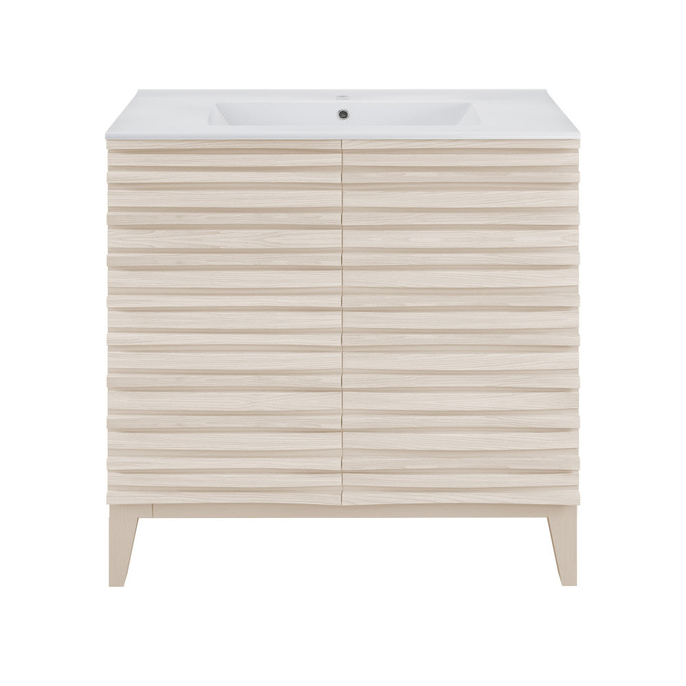 Cascade 30" Freestanding Bathroom Vanity in White Oak with Sink Top
