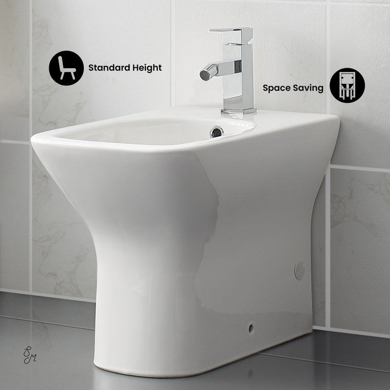 Carre Floor Mount Classic Bidet in Glossy White