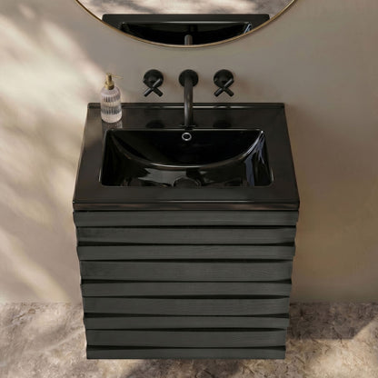 18" Zero Hole Vanity Sink Top in Glossy Black