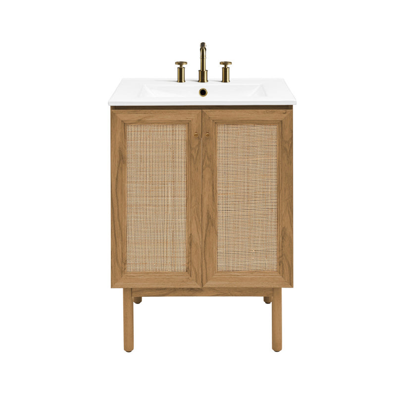 Classe 24" Freestanding Bathroom Vanity in Golden Oak with 3-Hole Centerset Sink Top