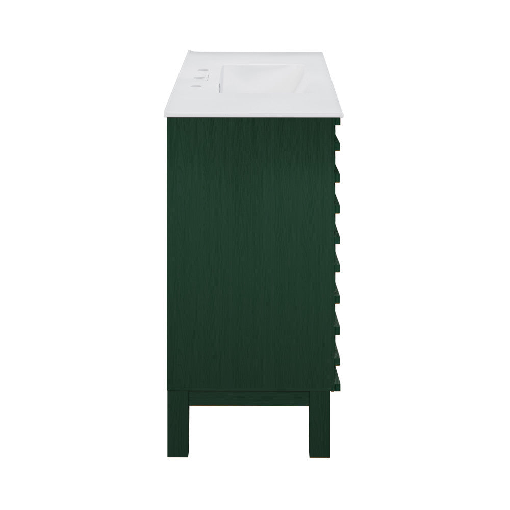 Cascade 36" Freestanding Bathroom Vanity in Green Oak with 3-Hole Widespread Sink Top