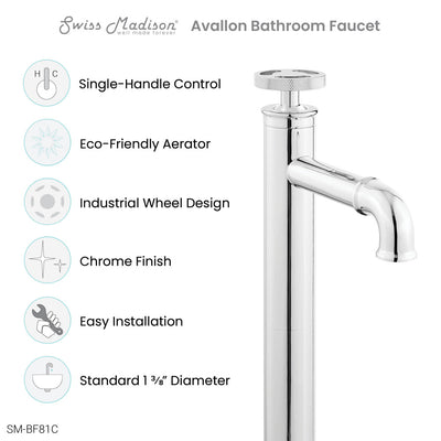 Avallon Single Hole, Single-Handle Wheel, High Arc Bathroom Faucet in Chrome