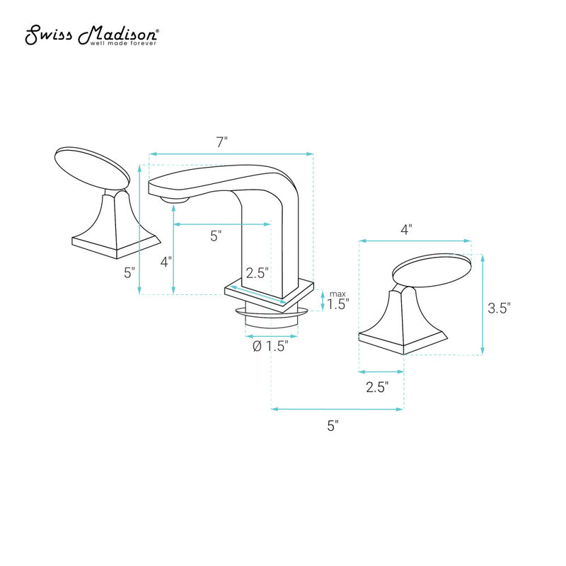 Chateau 8 in. Widespread, 2-Handle, Bathroom Faucet in Gunmetal Grey